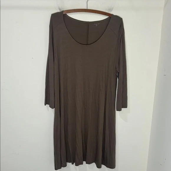 GARNET HILL Knit Trapeze Dress Taupe Brown Size XL - Picture 15 of 15